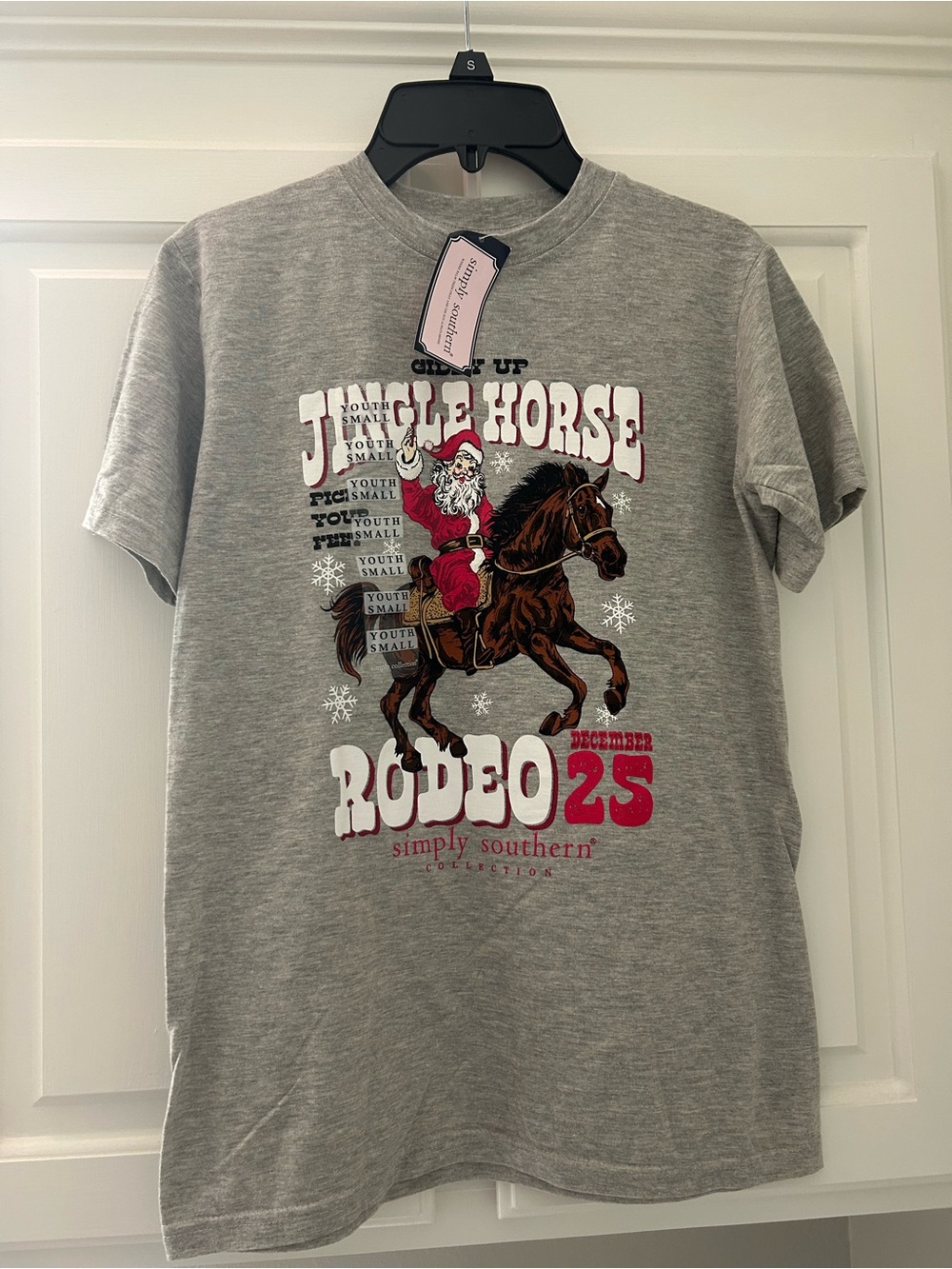 Simply Southern Giddy Up Jingle Horse Christmas Shirt NWT